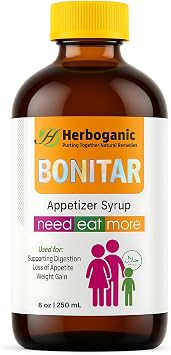 HERBOGANIC Bonitar Appetite Booster for Kids, Organic Nutritional Support for Kids and Appetite Stimulant for Adults, Vitmamin A,C,K, Iron, Calcuim, Magnesuim, Potassuim, Zinc 8 Fl Oz