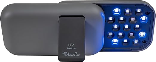 LivePure Handheld UV Light Sanitizer. Portable UV Light for Disinfecting Room, Kitchen, Car, Bathroom, Household Surfaces. Graphite Gray