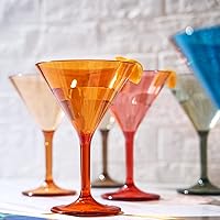 Vista 9 de Vasos de cristal de plástico de estilo europeo, Martini irrompible, cóctel, juego de 6 vasos de acrílico inastillable 100% Tritan, de colores sin