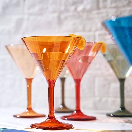Miniatura 9 de Vasos de cristal de plástico de estilo europeo, Martini irrompible, cóctel, juego de 6 vasos de acrílico inastillable 100% Tritan, de colores sin