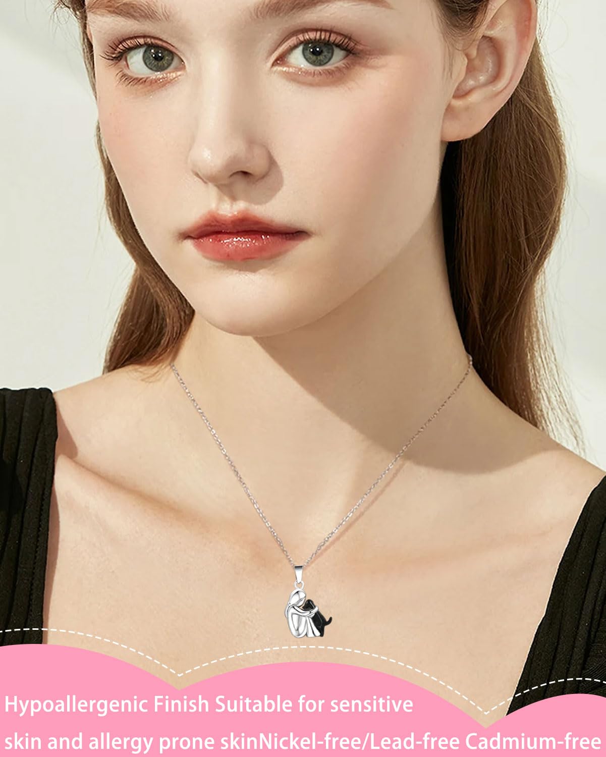 ConBo Collar de plata de ley S925 con corazón de perro para mujeres, hombres, niñas, niños, amantes de los perros, dije de cachorro con texto en inglés I Love You Forever