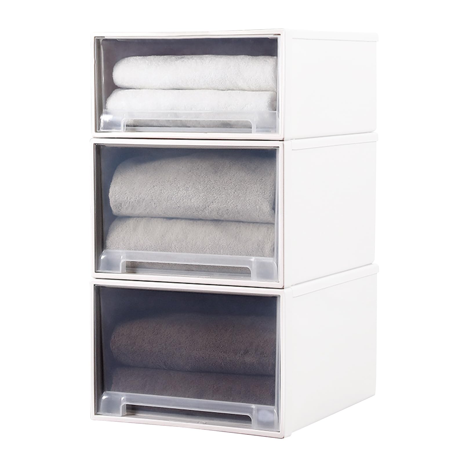 Cajones de almacenamiento para ropa, cajones de almacenamiento apilables de plástico con diseño transparente para organizar manualidades de oficina y artículos del hogar, 5,5 L