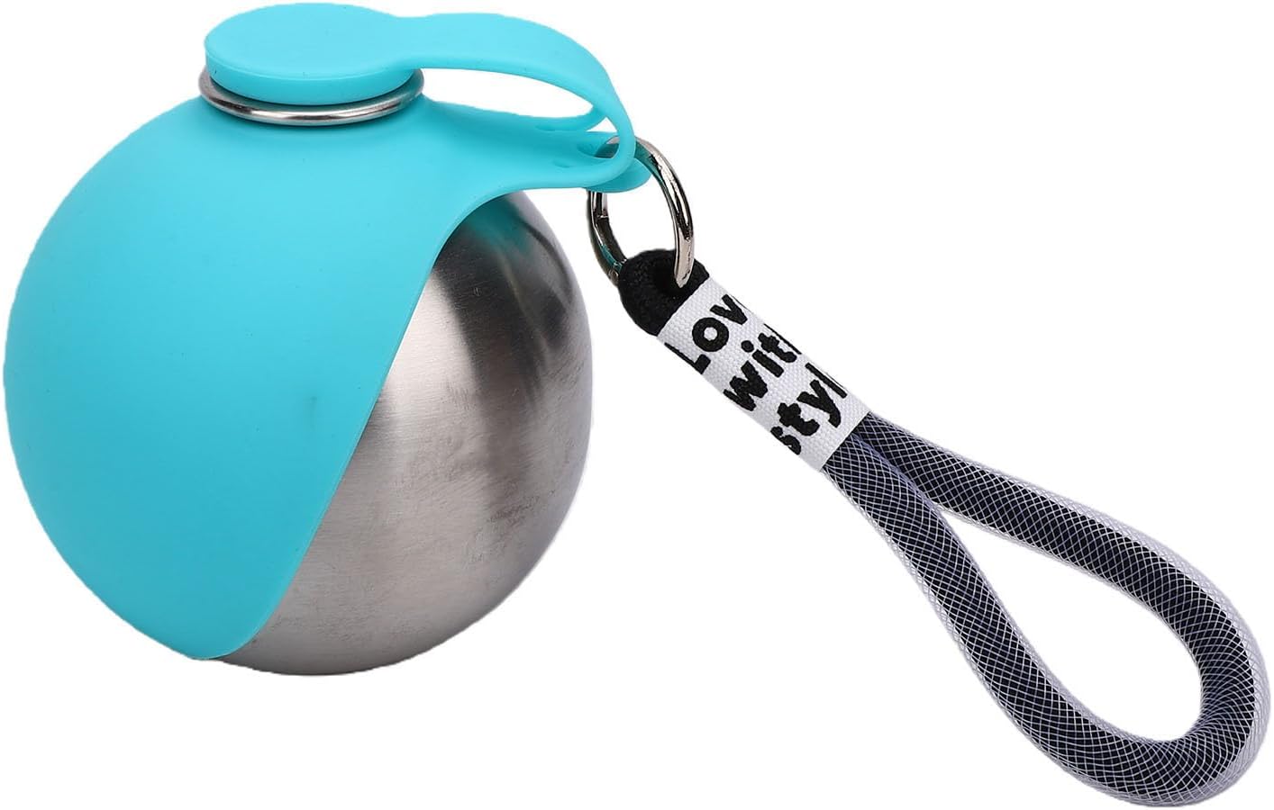 Pssopp Dog Food Storage Container Portable Dog Water Bottle, Pet Food Dispenser Stainless Steel Body Silicone Bowl for Outdoor Travel Travel Supplies