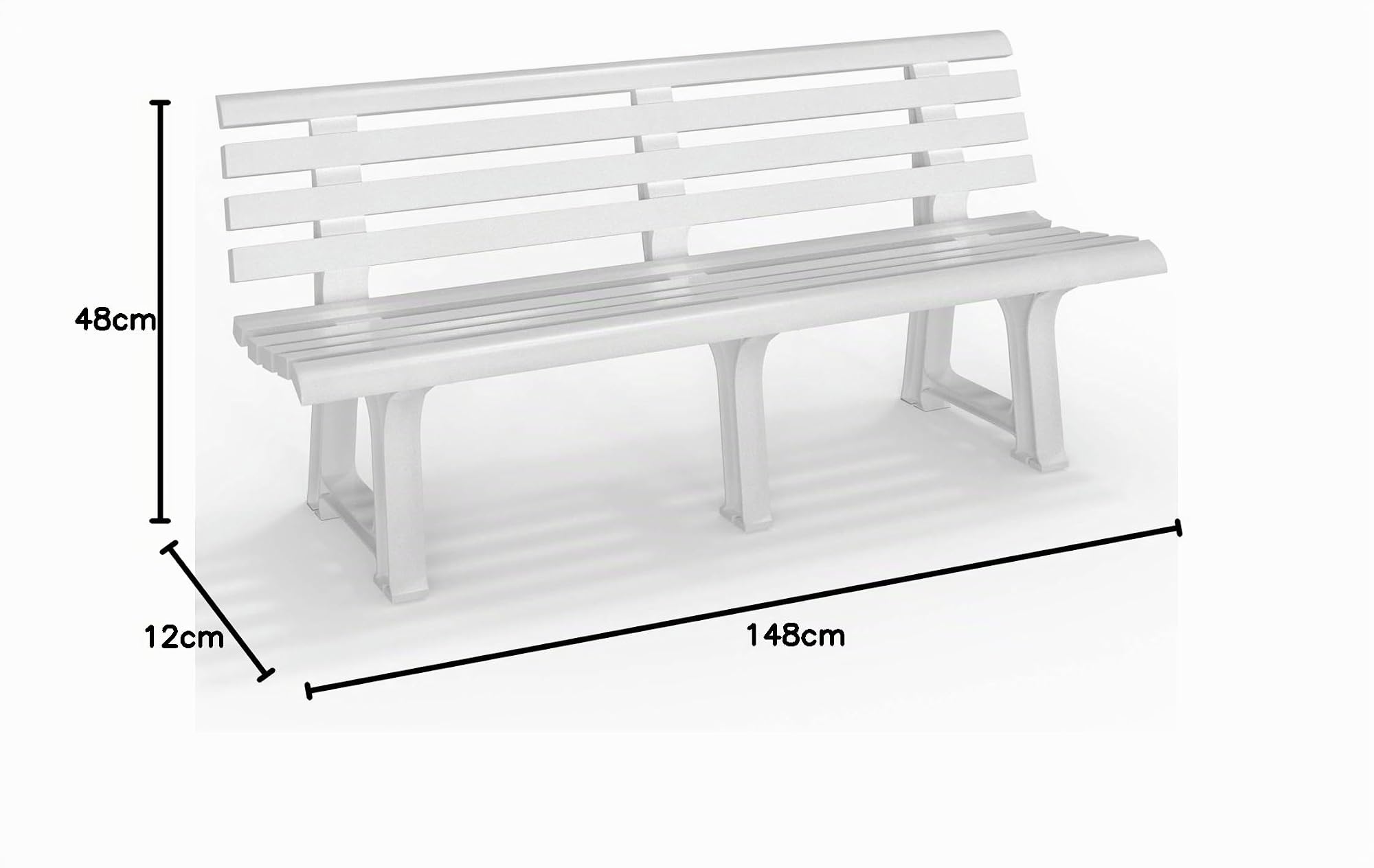 Ozalide - Banc de Jardin Parc Terrasse Orchidee Blanc PVC - 145x49x74 cm Jardin, 100127