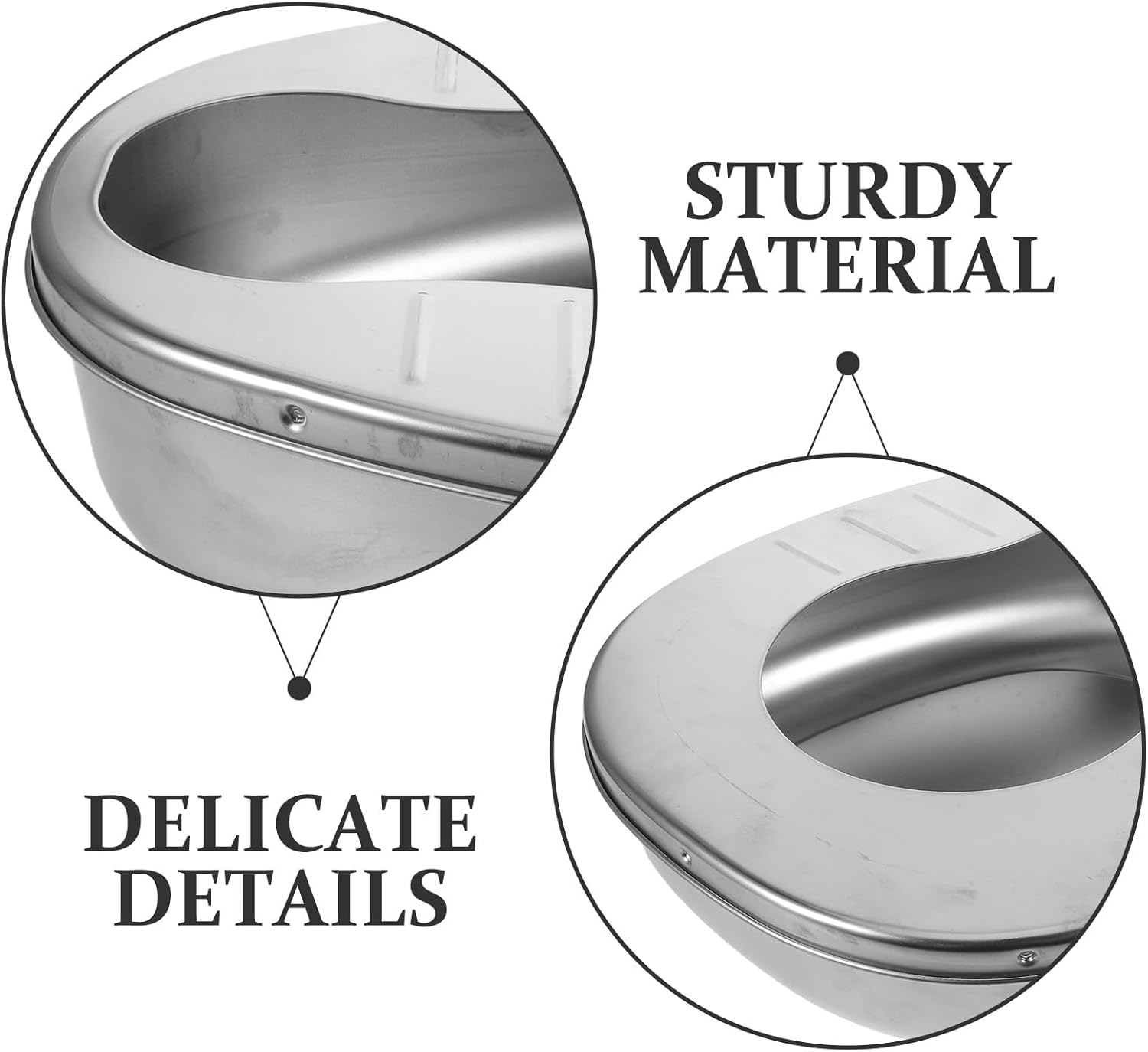 GALPADA Stainless Steel Bed Pan - Comfortable Metal Bedpans for Elderly Women Men - Adult Bed Pan Hospital Nursing Urinal for Bedridden Patients Bedside Home Travel Use
