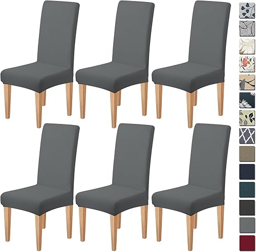 Dioxide Juego de 6 fundas para sillas de comedor de alta elasticidad, fundas suaves para sillas de comedor, extraíbles y lavables, para el hogar,