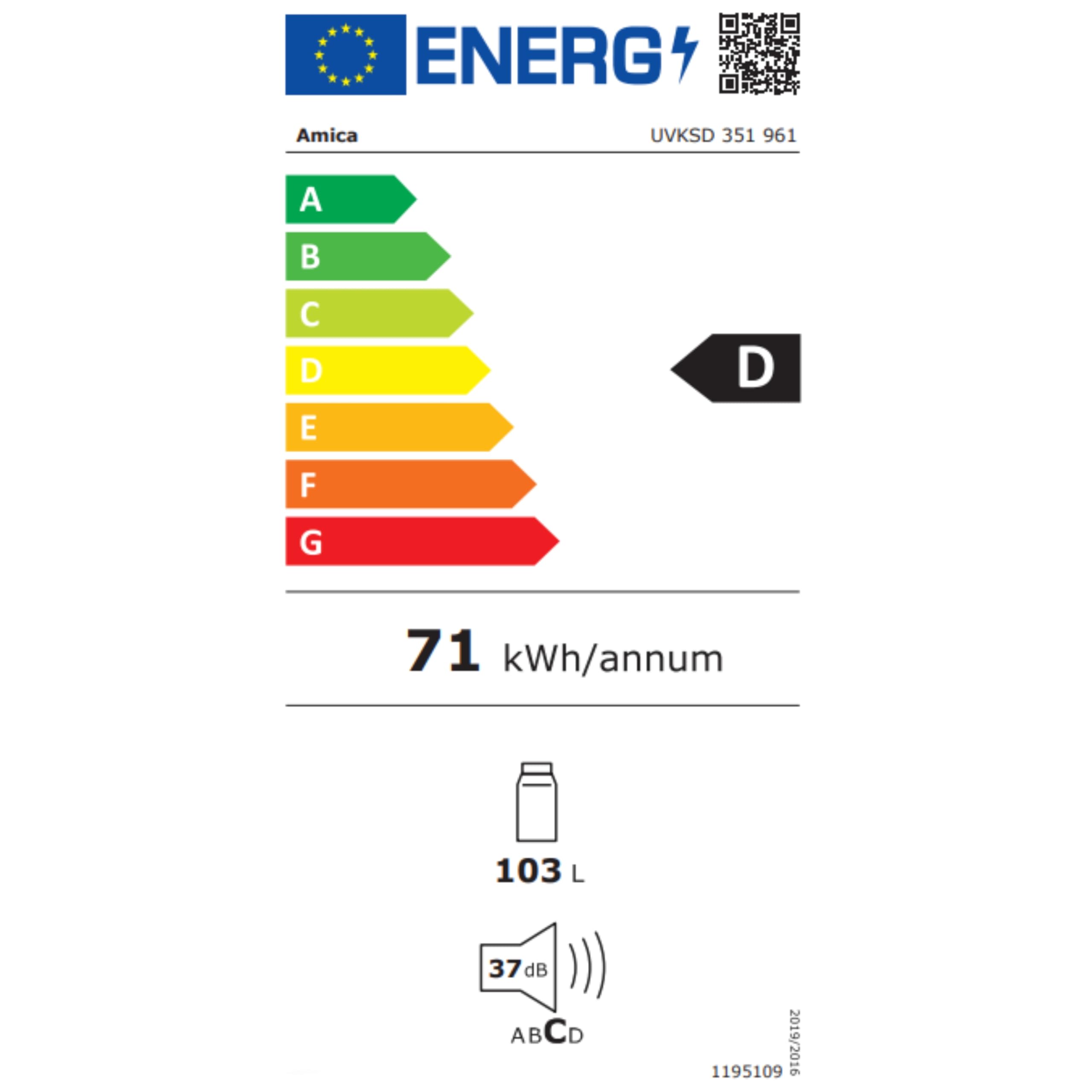 Amica Unterbau Vollraum Kühlschrank dekorfähig für 81,5 cm Nische elektronische Steuerung Inverter Kompressor LED Beleuchtung Tür-Offen-Alarm