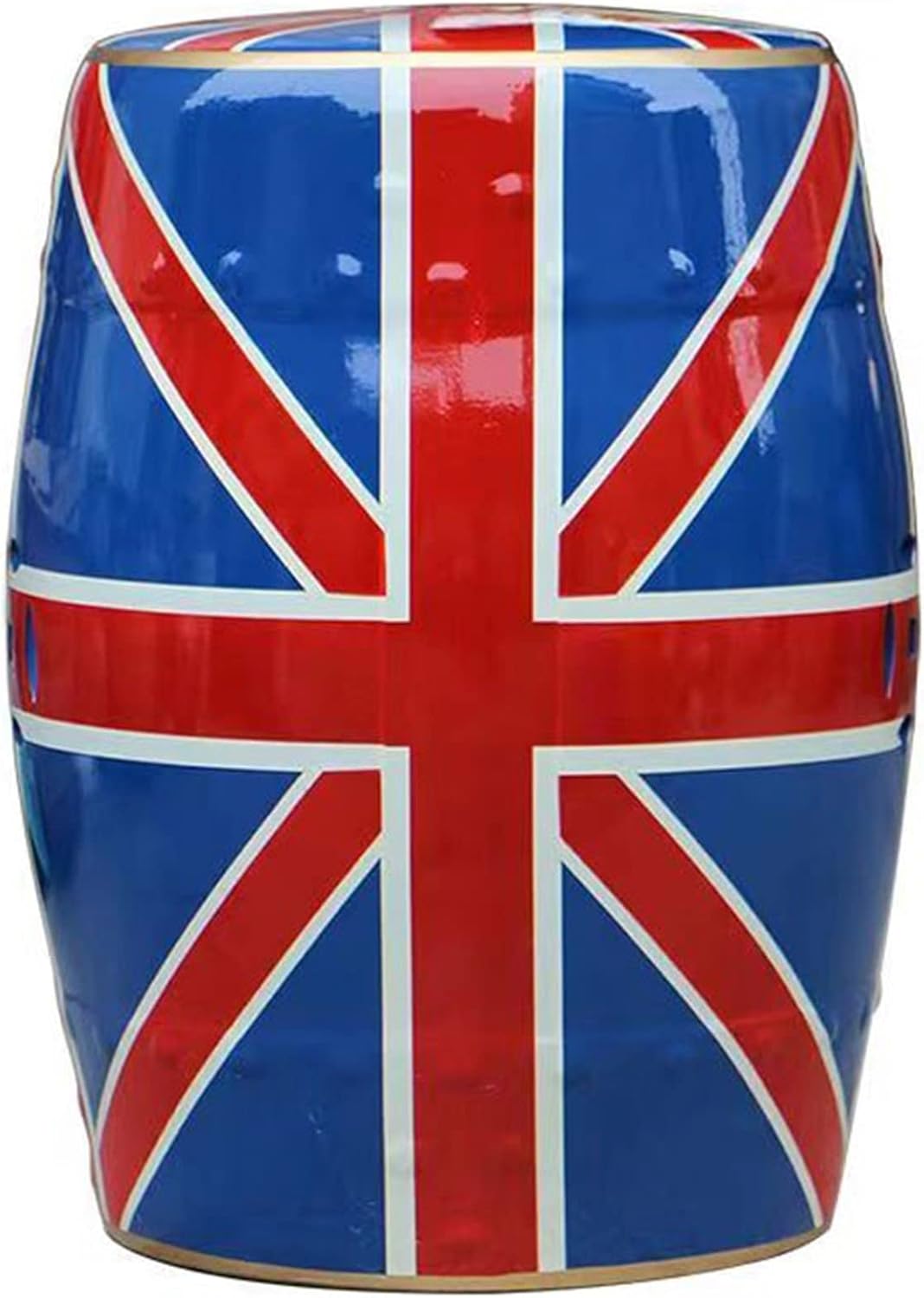 Drum Stool,Garden Stool, Decorative Ceramic Garden Stool, Glazed Hollow Beige Flag Shoe Changing Stool Drum Stool, Suitable for Outdoor Garden, Living Room, Terrace, Etc.(D)
