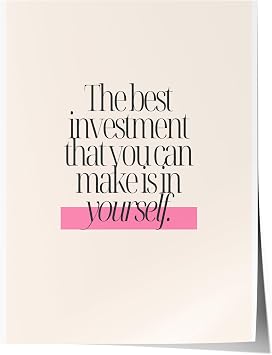 Zestia  er evesiz Poster, The Best Investment is Yourself Tipografisi Poster No 107656 30 x 40