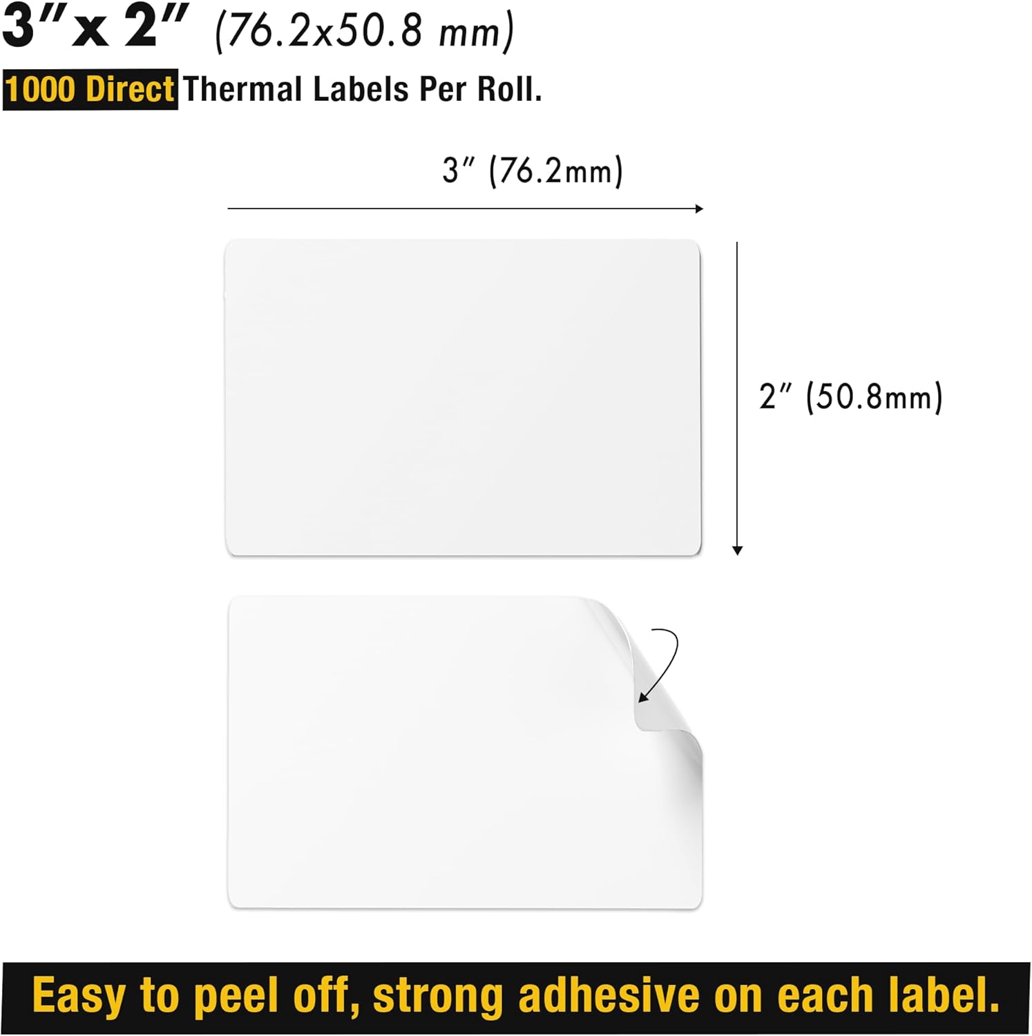 3" X 2” Direct Thermal Labels 1000 Per Roll Sticker Labels for Barcode Shipping Address Desktop Multipurpose Compatible with Rollo, Zebra and Others (1 Roll (1000 Labels)) - Image 2
