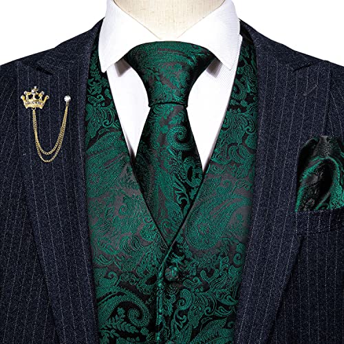 Image of Barry.Wang Formal Men Flower Vest Paisley Jacquard Silk Ties Suit Waistcoat Set Wedding 5PCS