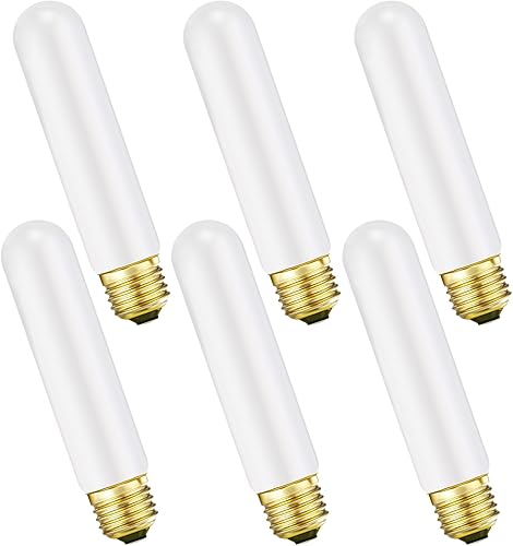 Leools Bombilla LED esmerilada T10, bombilla LED tubular regulable E26, 8 W igual a 60 W, 3000 K, blanco suave, CRI90+, 600 lm, base E26 de