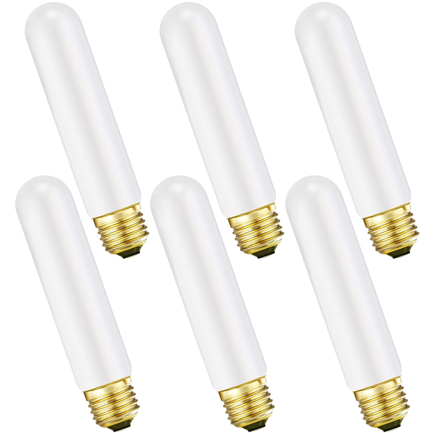 (incomplete only 4)LEOOLS T10 Led Frosted Bulb,e26 Dimmable Tubular LED Light Bulb, 8W Equal 60 watt Light Bulb 3000K Soft White,CRI90+,600LM,E26 Base Matt Opal Porcelain,5.1inches Long Bulbs,6 Packs