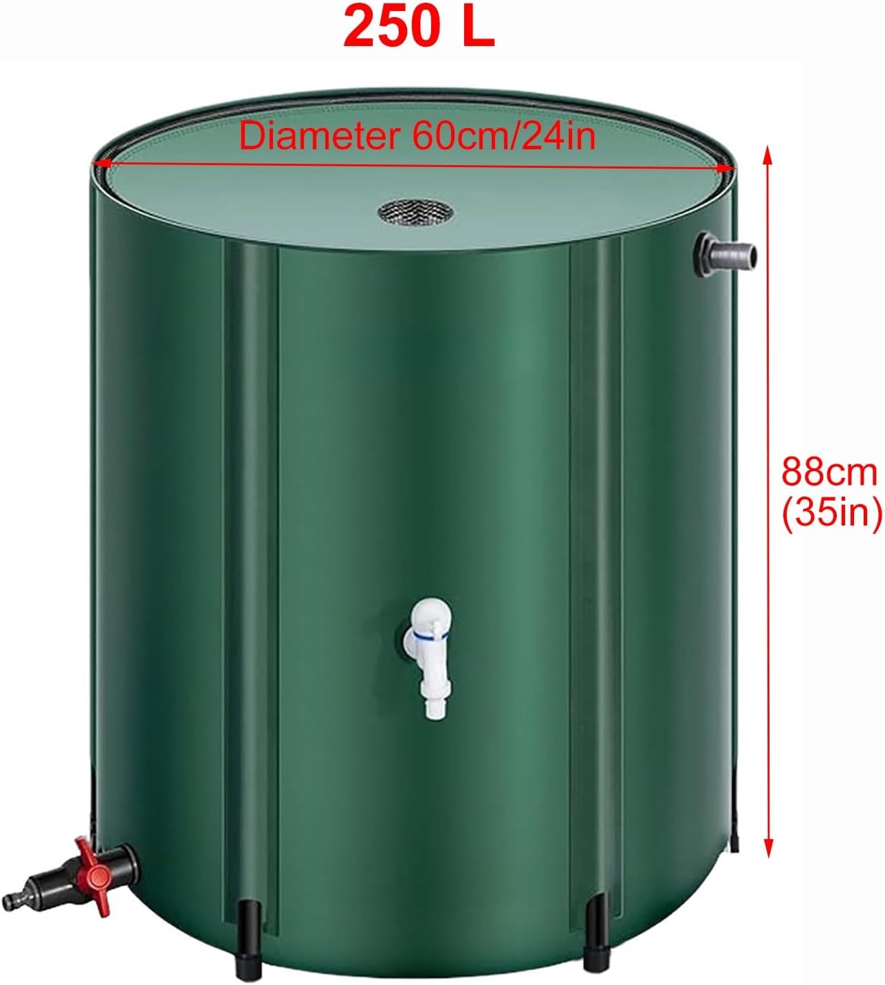 Collapsible Rain Barrel Kit Rain Catcher Barrel with Spigot Collection Water Barrel with Lid Water Storage(Black,60x88cm/24x35in)