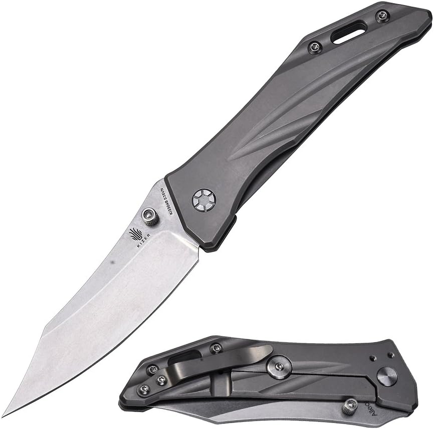 Kizer Cutlery Folding Pocket Knife Frame Lock Titanium Handles Tactical Knife Aileon Ki3304B