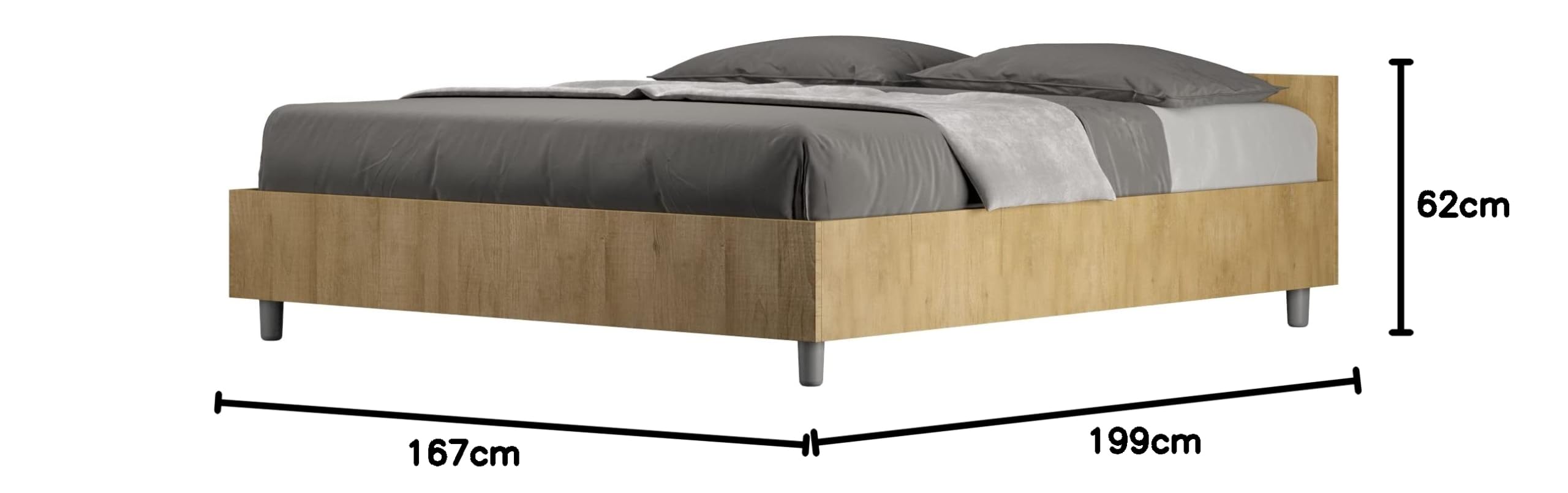 Letto matrimoniale contenitore 160x190 quercia