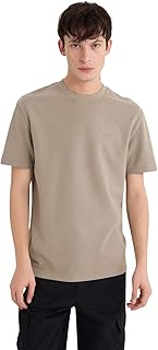 ديفاكتو تيشيرت محبوك بقصة عادية ورقبة دائرية ضيقة واكمام قصيرة للرجال الشباب (عبوة من قطعة واحدة)