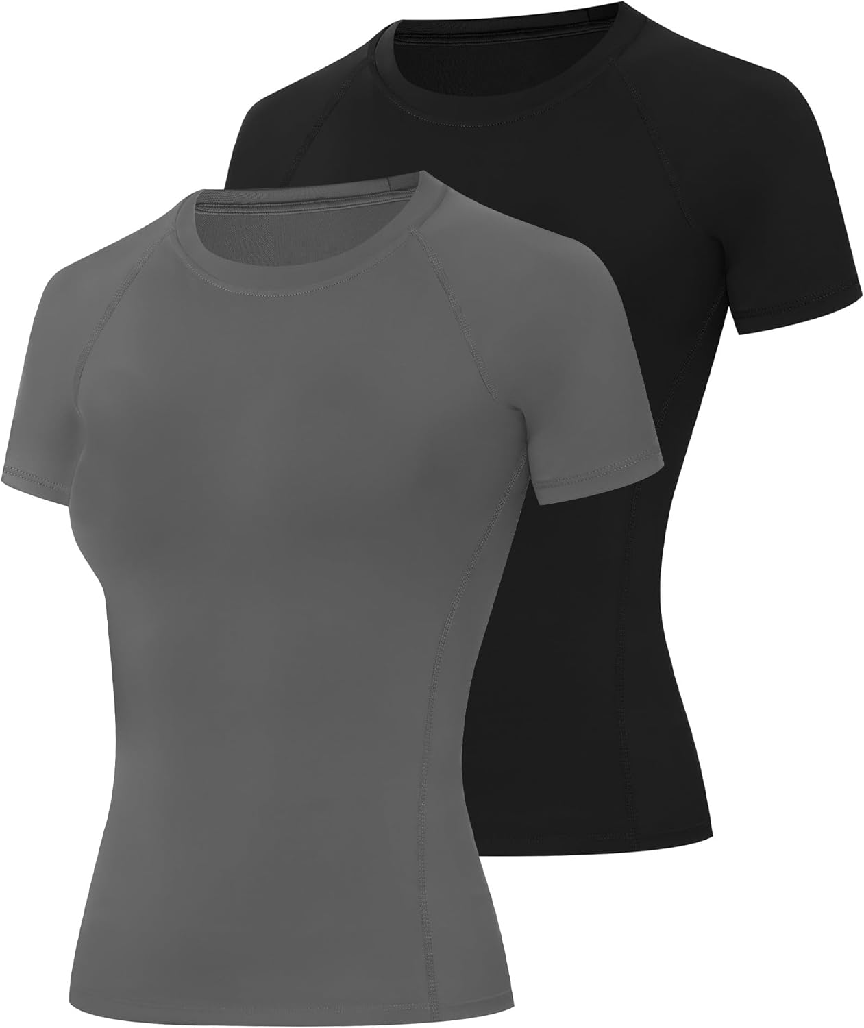 Runhit 2 Pack Compression Shirt Women Short Sleeve Workout Tops UPF 50+ Athletic Gym Moisture Wicking T-Shirt Yoga Base Layer