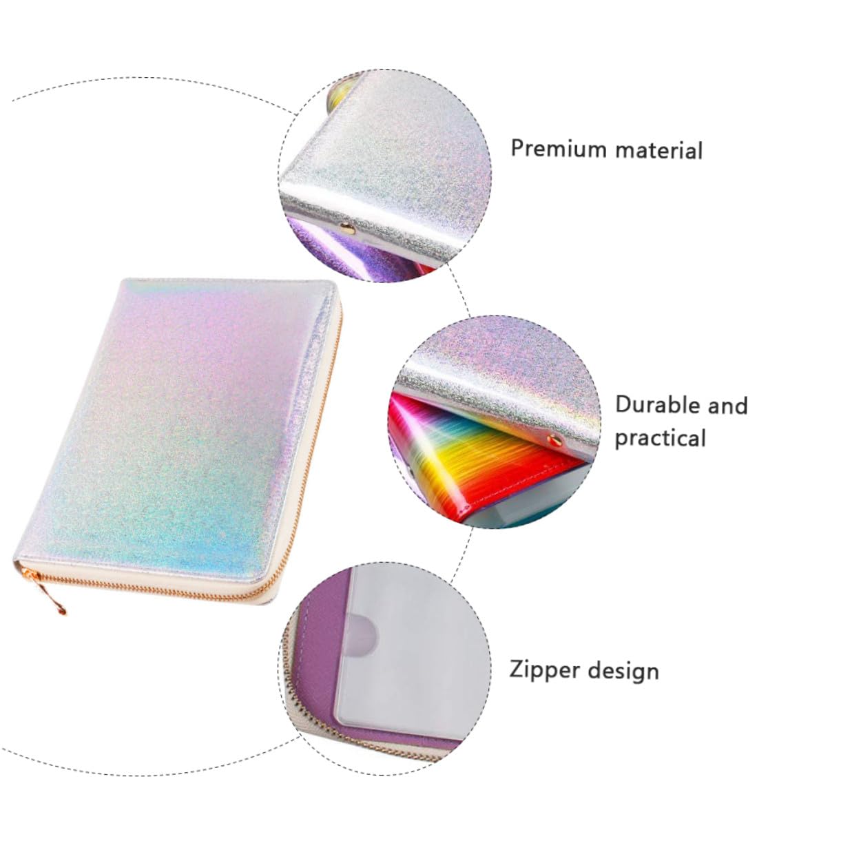 Estuche para Placas de Decoración de Uñas Diseño de Cremallera, Capacidad para 72 Plantillas de Nail Stamping, Material Pu y Aleación Resistente para Manicura