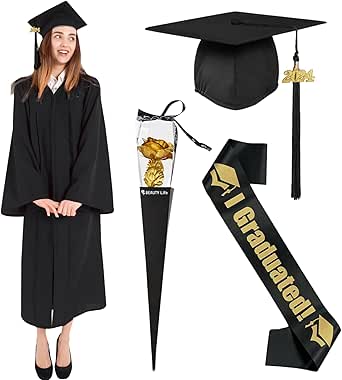 Amycute Graduation Talar with Hat, Black Robe, Unisex Graduation Robe ...