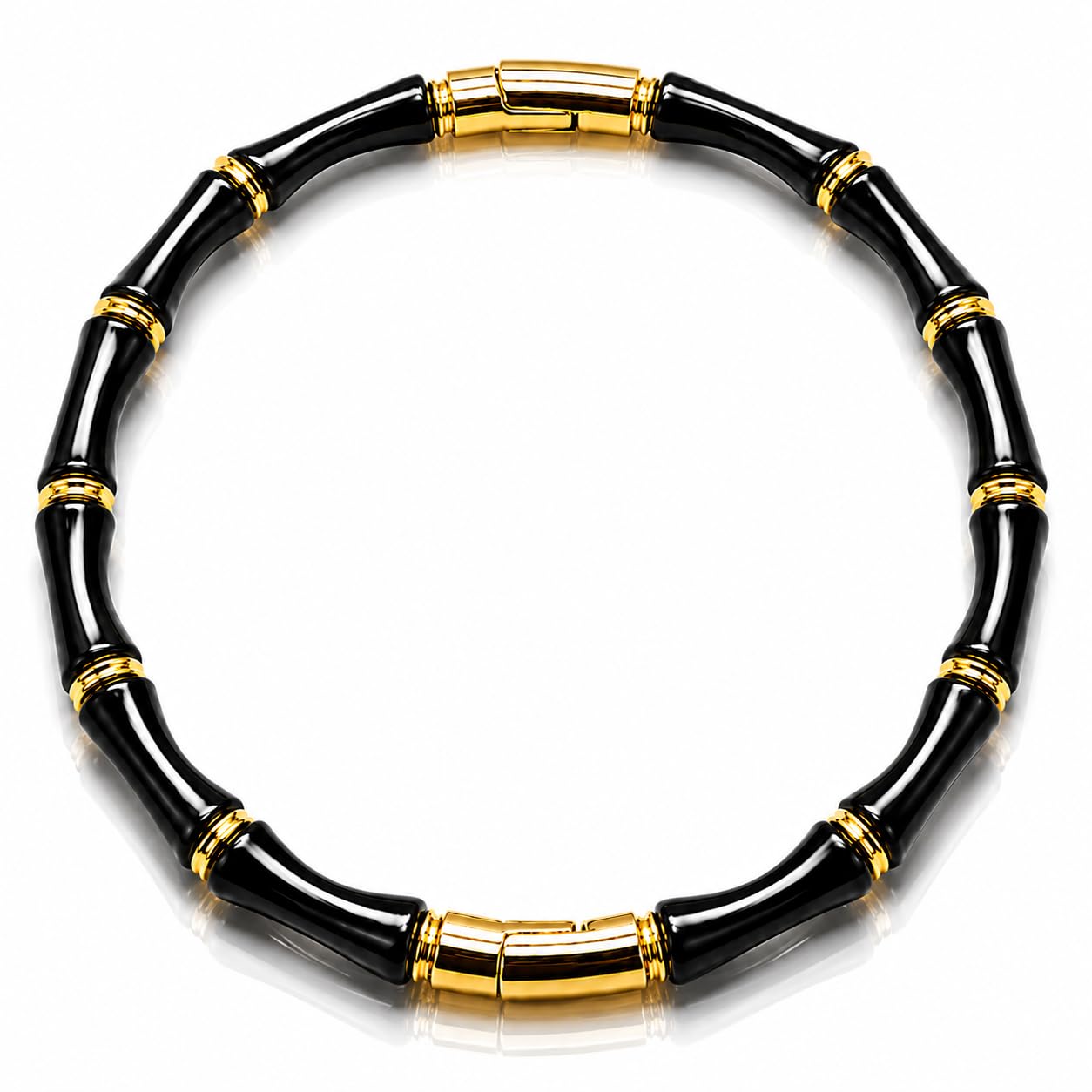 Black Bamboo Evil Eye Gold Plated Cuff Bracelet – Nazar Bangle for Women, Stainless Steel, Waterproof, Anti-Tarnish Free Jewelry-image-24