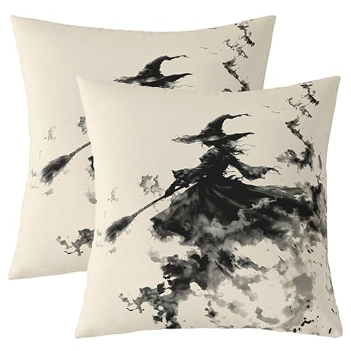 Erosebridal Halloween Witch Decorations Throw Pillow Covers 22X22 Set of