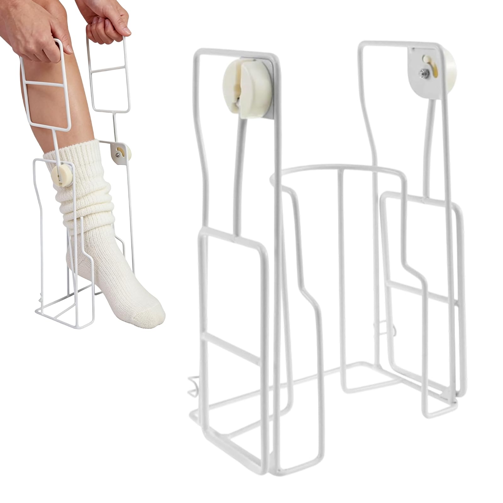 Enfile Bas de Contention, Enfile Chaussettes avc Gants, Enfile Chaussettes de Contention, Poignées en Mousse Confortable, Enfile-Chaussettes pour patients postopératoires et personnes âgées