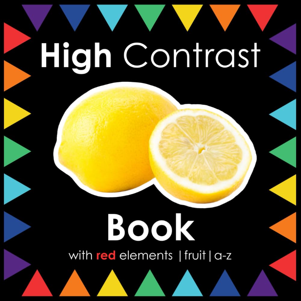 High Contrast Book with Red Elements Fruit A-Z: Alphabet Themed Real Images for Visual Stimulation for Babies, Infants at Tummy Time | Brain ... (High Contrast Book in Montessori Style)
