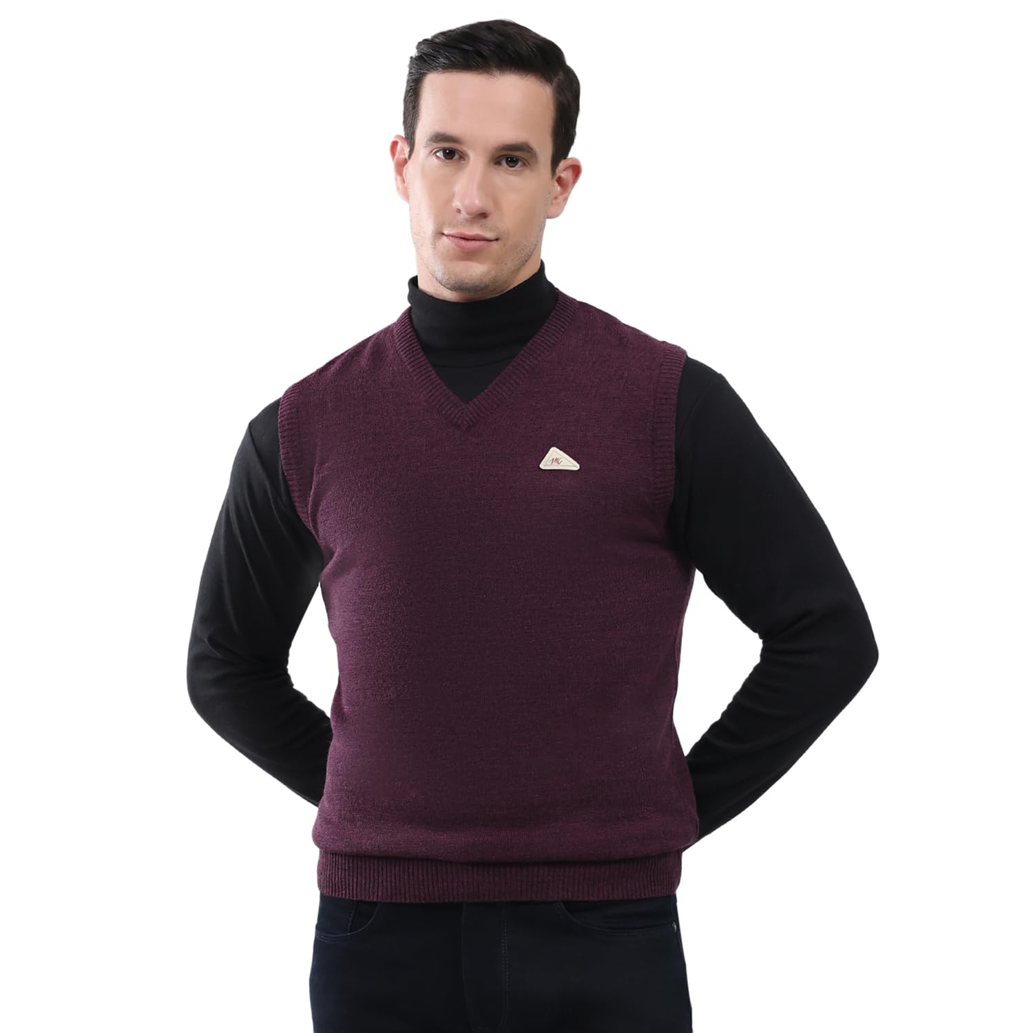 Men's Regular Fit Pullover | Solid Pattern | Pull On Closure with Sleeveless V Neck Winter Pullover for Men's Grey M (Pack of_1)-image-22