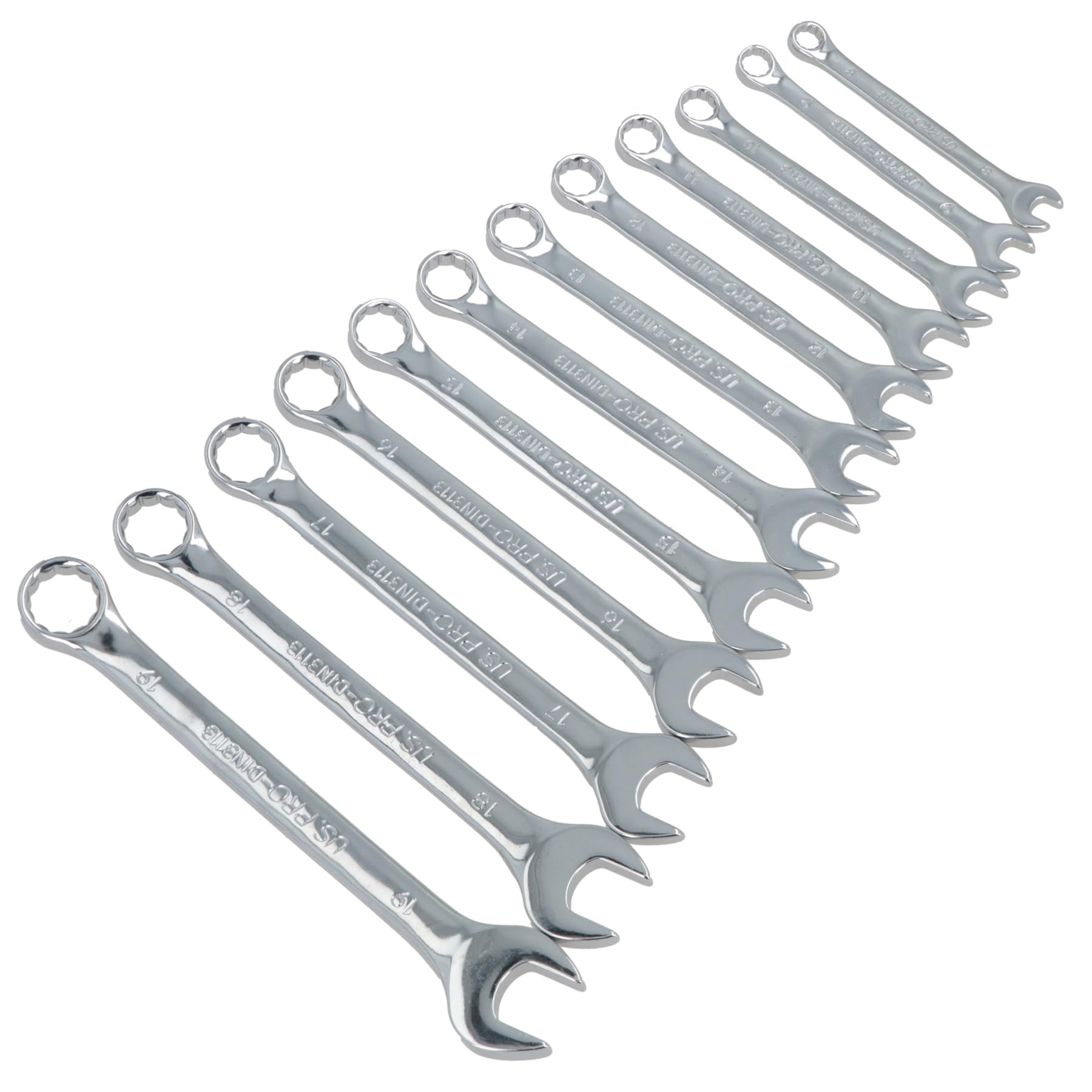 AB Tools Zestaw Kluczy, Układ Metryczny Klucz Pierścieniowy Otwarty 8mm – 19mm 12 szt