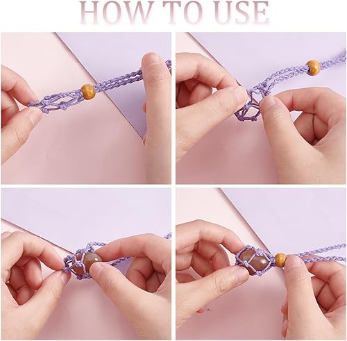 Miniatura 3 de PH PandaHall 8 soportes para collares de cristal, jaula de piedra vacía de repuesto, collares trenzados ajustables, collar de piedra cruda, colgante