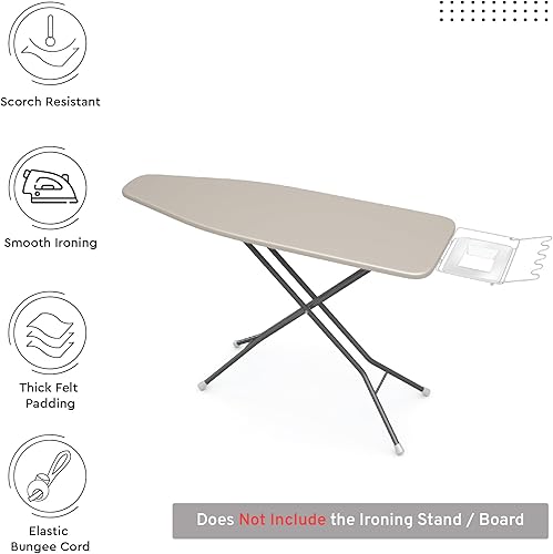 Miniatura 2 de Encasa Homes - Funda de repuesto para tabla de planchar con almohadilla extragruesa, colores lisos, elástica, (se adapta a tablas anchas estándar de