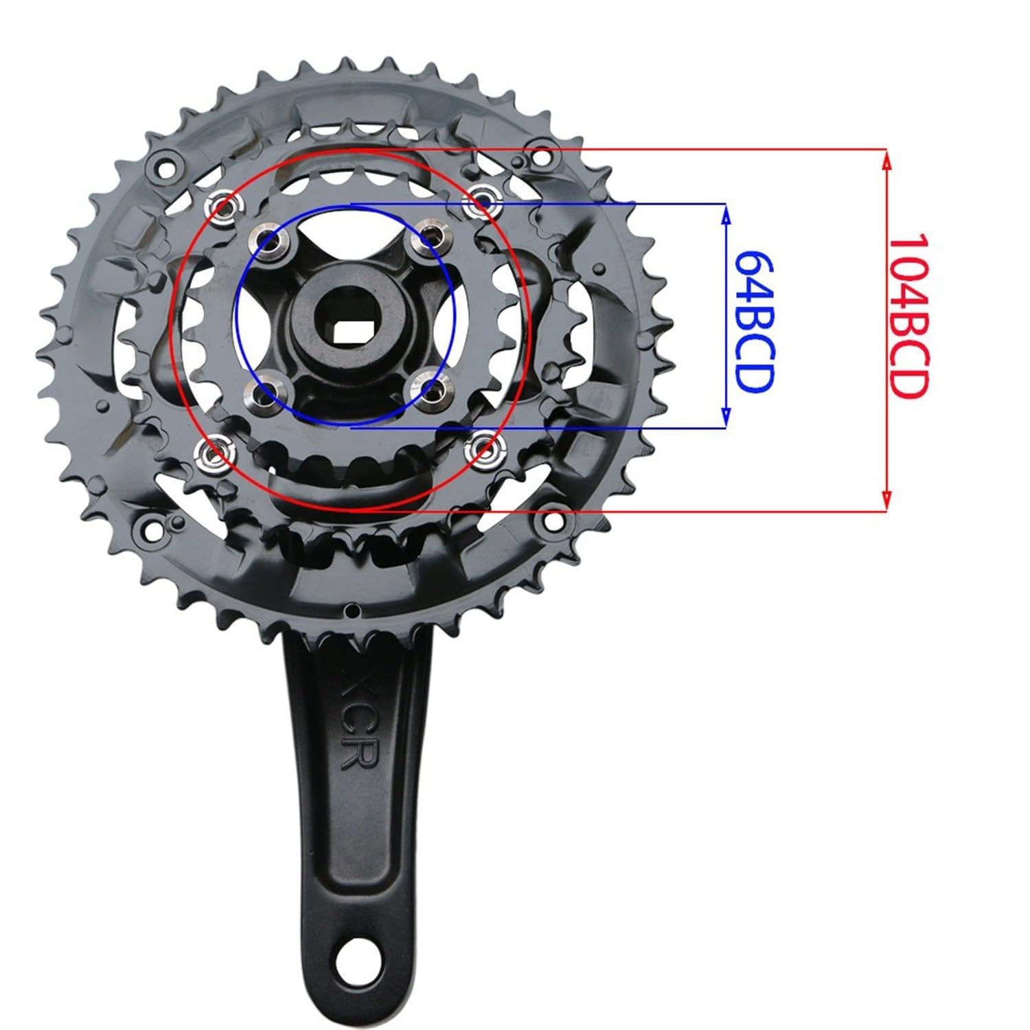 Guarnitura MTB Pedivella Bici Con Corona 22-32-44T Pedivelle Mtb 170Mm Braccio A Manovella Bicicletta 64/104BCD Per Bici Da Strada 8/9/10/11 Velocità