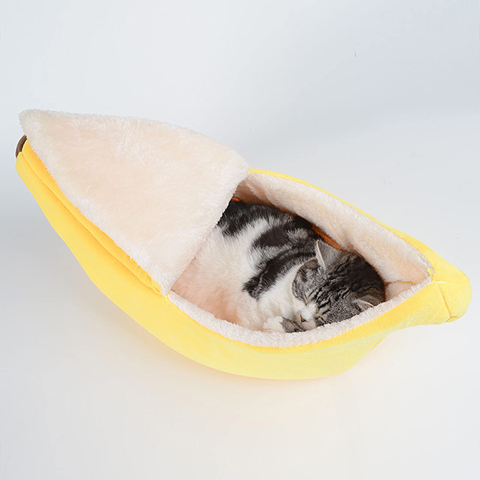 SFTYUFS Cama Para Gato De Plátano, Linda Casa De Perros, Suave Y