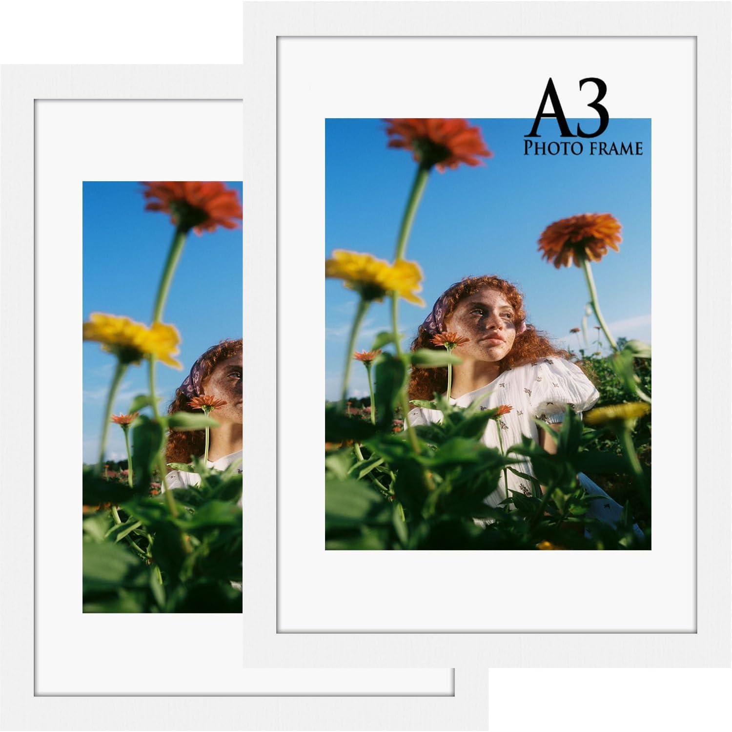 MEGAROOM Wood A3 Picture Frame Set of 2, A3 Frame for 16.5 x 11.7 In (42 x 29.7 cm) Photo Wall Hanging