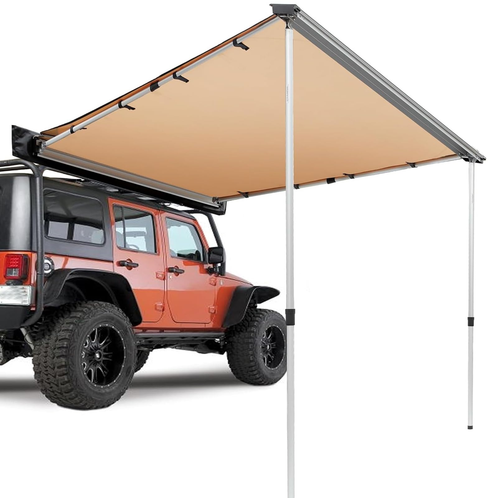 Auto Markise 200 x 250 cm, Ausziehbare Dachgepäckträger Markise, UV50+, PU 2000 Mm Wasserdicht, für Camping, PKW, SUV, LKW und Transporter(200x250cm)