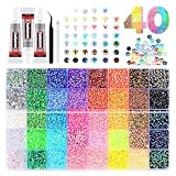 FanSynrare Lot de 32000 pièces de strass à dos plat de 3 mm, 40 couleurs de cristaux en résine non thermocollants pour l'art des ongles, bricolages, vêtements, chaussures, décoration de gobelets
