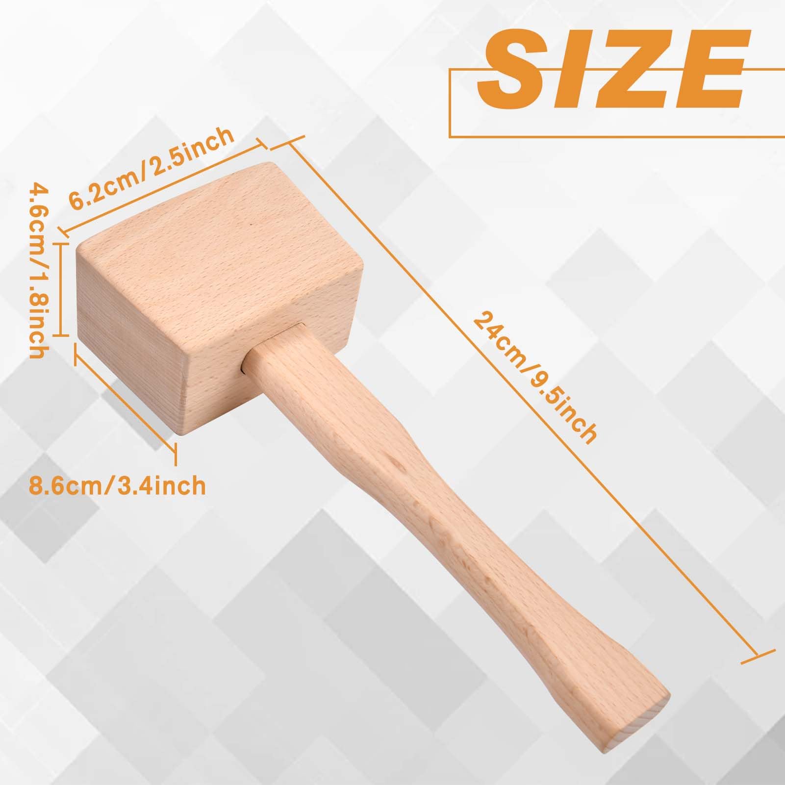 LEONTOOL Maillet en bois 9,5" marteau à glace manuel Broyeurs à glace à usage domestique, Maillet en bois de hêtre massif pour le travail du, travail du cuir, craquage du noyer