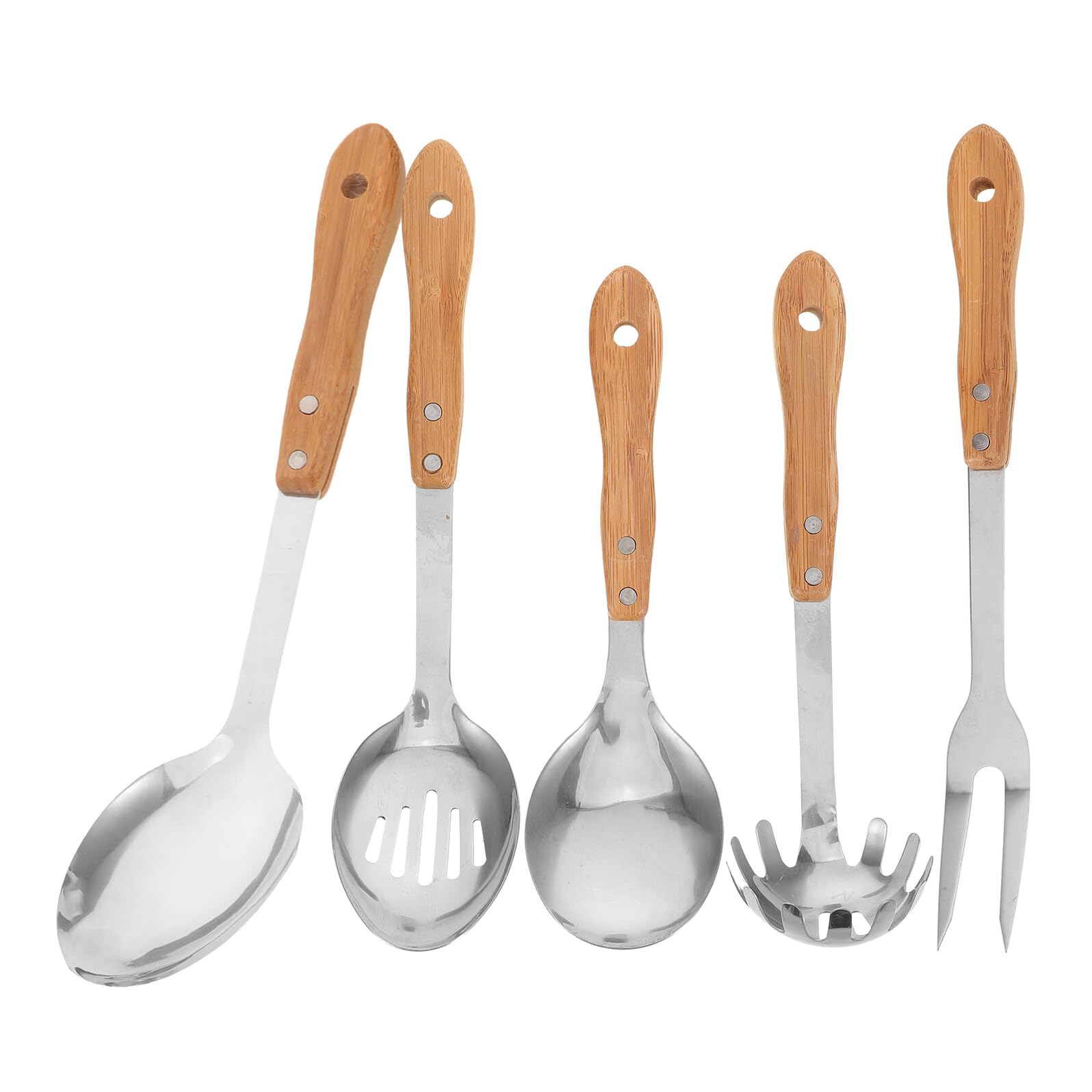 BESTYASH 5 Pezzi Utensili con in in Acciaio Resistenti al Calore Mestoli Lunghi e Insalata per Pentole Antiaderenti e Uso o