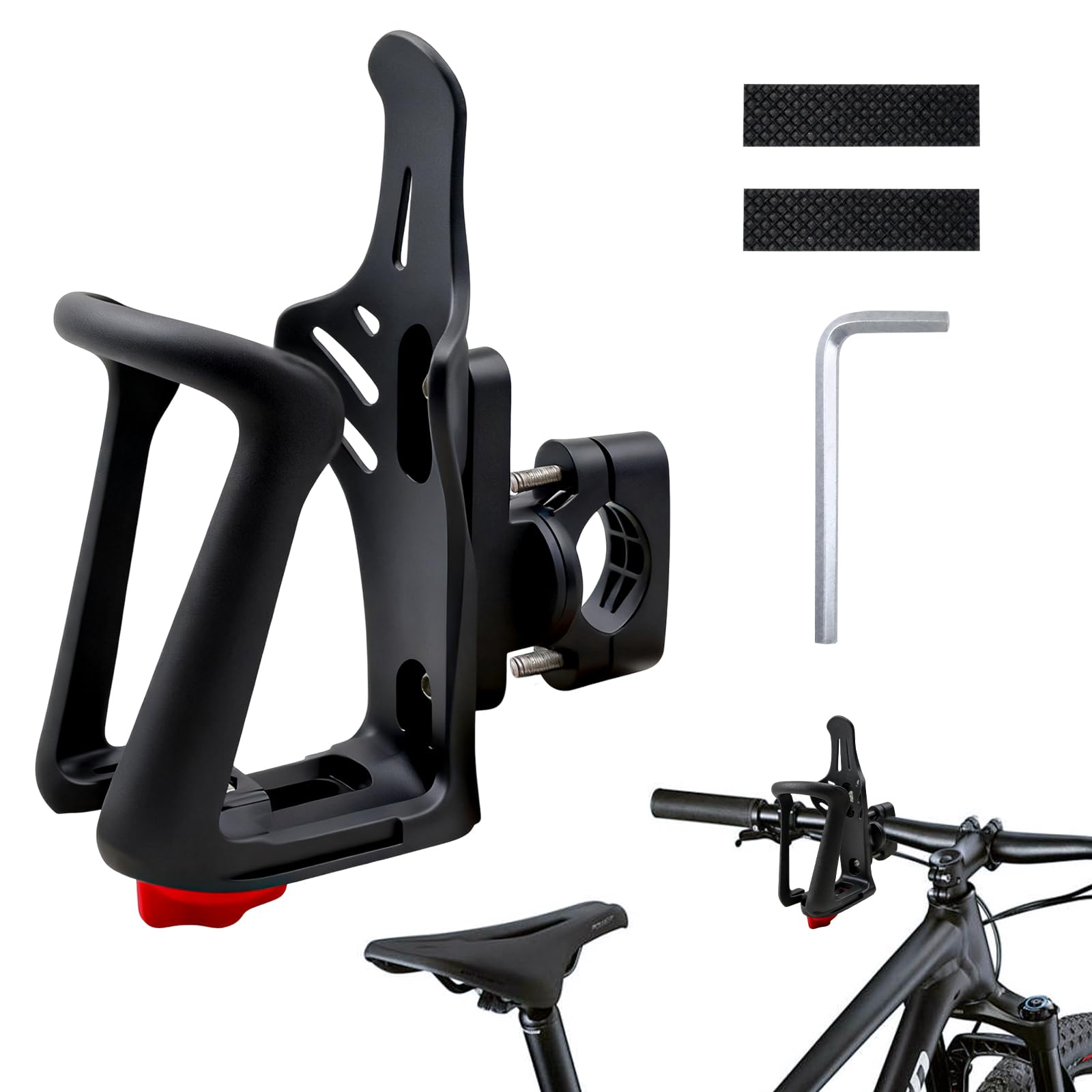 Porte-gourde Réglable 55-85 Mm – Rotation 360° – Fixation Guidon/cadre – Alliage Nylon Et Inox – Noir – Pour Vélo, Moto, Poussette