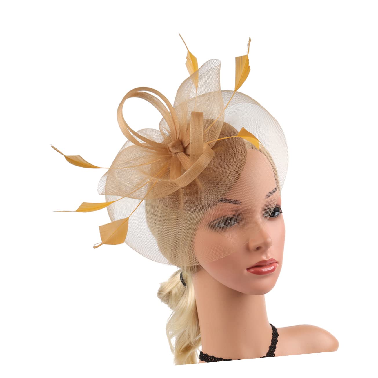 Abaodam 5pezzi Fascinator Elegante per Donne con Design Rete e Piume Artificiali Copricapo per Feste Matrimoni e Tea Party Accessorio Romantico e Leggero per Occasioni Speciali
