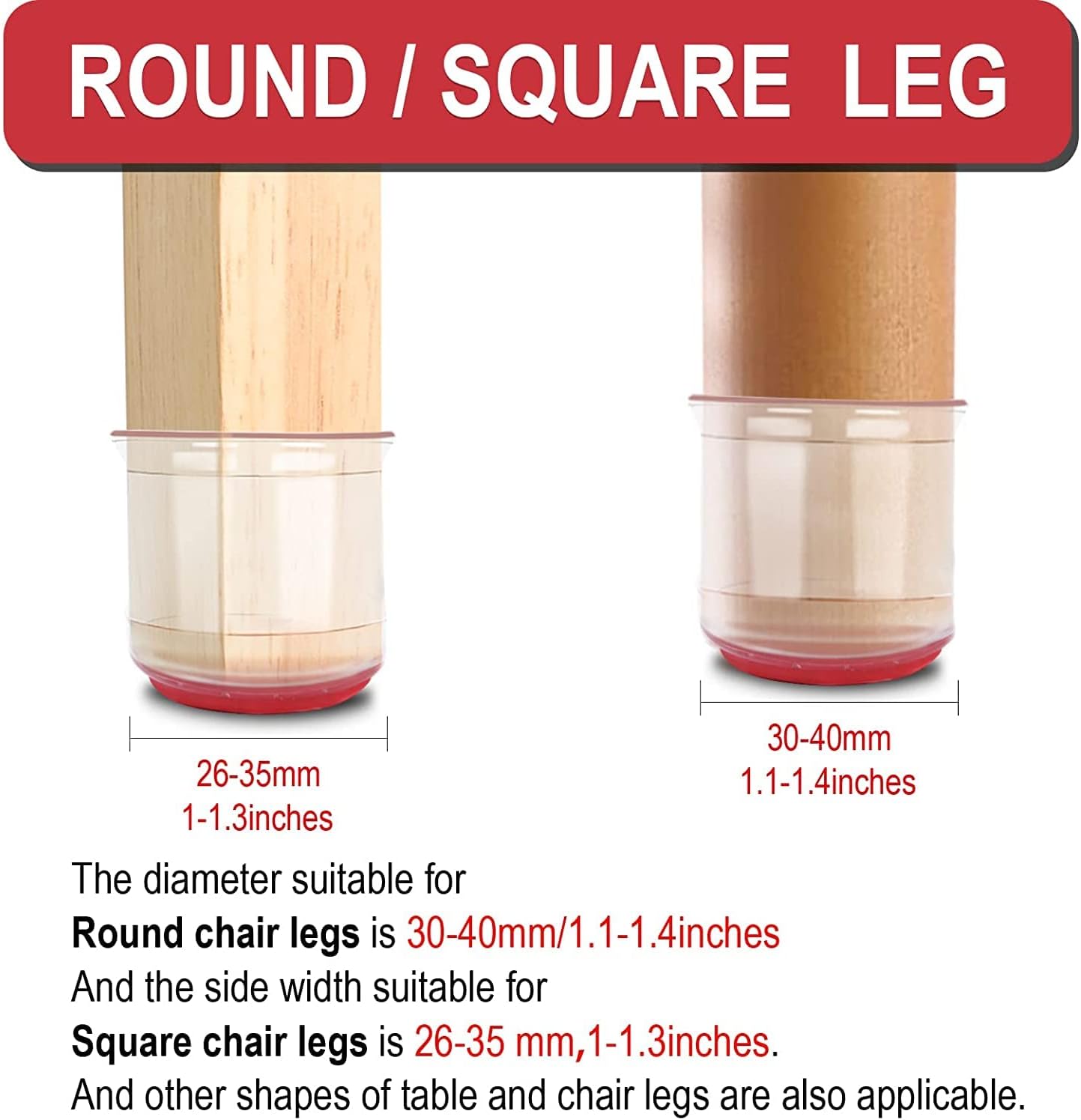 HADBER 36 PCS Silicone Felt Bottom Chair Leg Protectors for Wood Floor, Newly Upgraded Furniture Feet Cover, for Protecting Floors from Scratches and Noise, Smooth Moving for Chair Feet, Clear
