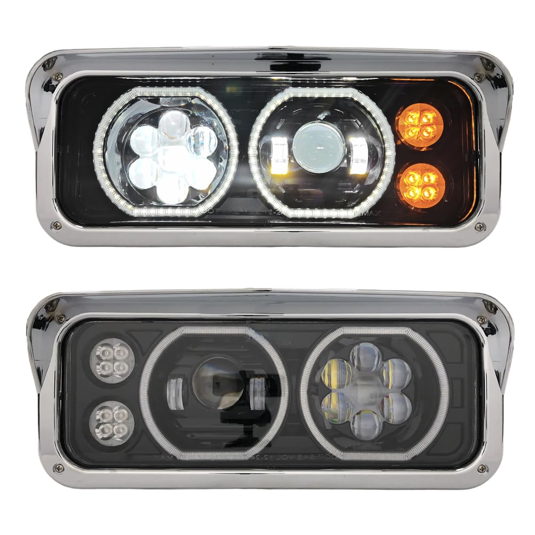 Truckingmann Full LED Performance Headlights for Peterbilt 357 365 378 379 Kenworth W900 T800 T600 LED Freightliner Classic Western Star 6900 4900