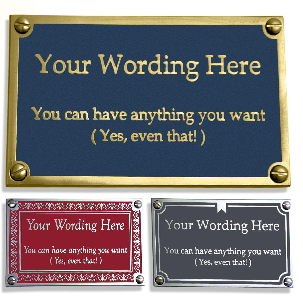 The Metal Foundry Personalised Solid Brass Plaque sign Small 5" x 3" Rectangle - Your Custom Message Handmade In England