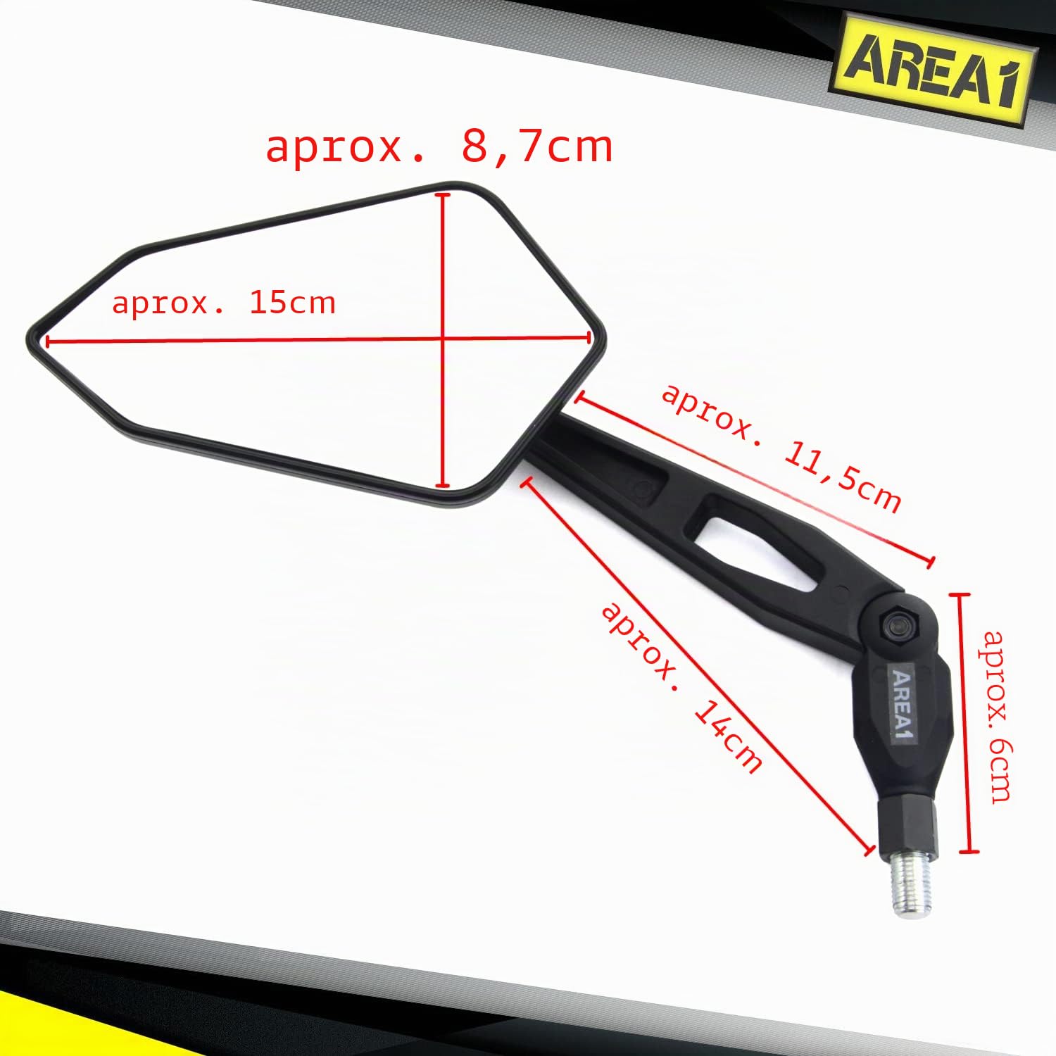 Area1 Espejos Retrovisores Moto Universal Homologado, Carbono, Par de Espejo Moto (2xM10 Rosca derecha) compatible con Aprila