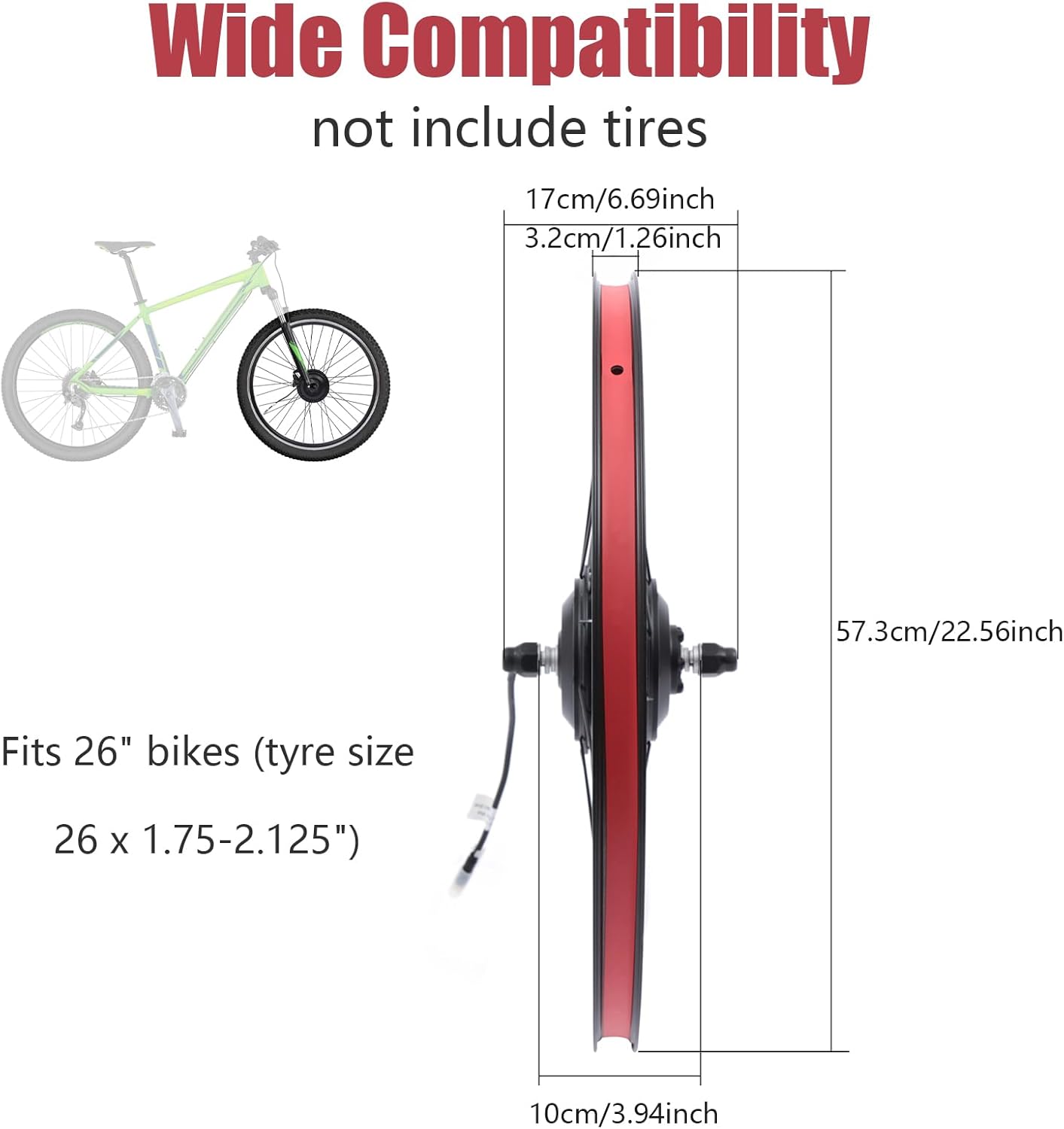 36V 350W Electric Bike Conversion Kit 26" Front Wheel E-Bike Motor Hub Motor Set 5 Speed Adjustable 35 Km/H Electric Bicycle Kit with LCD Display Controller