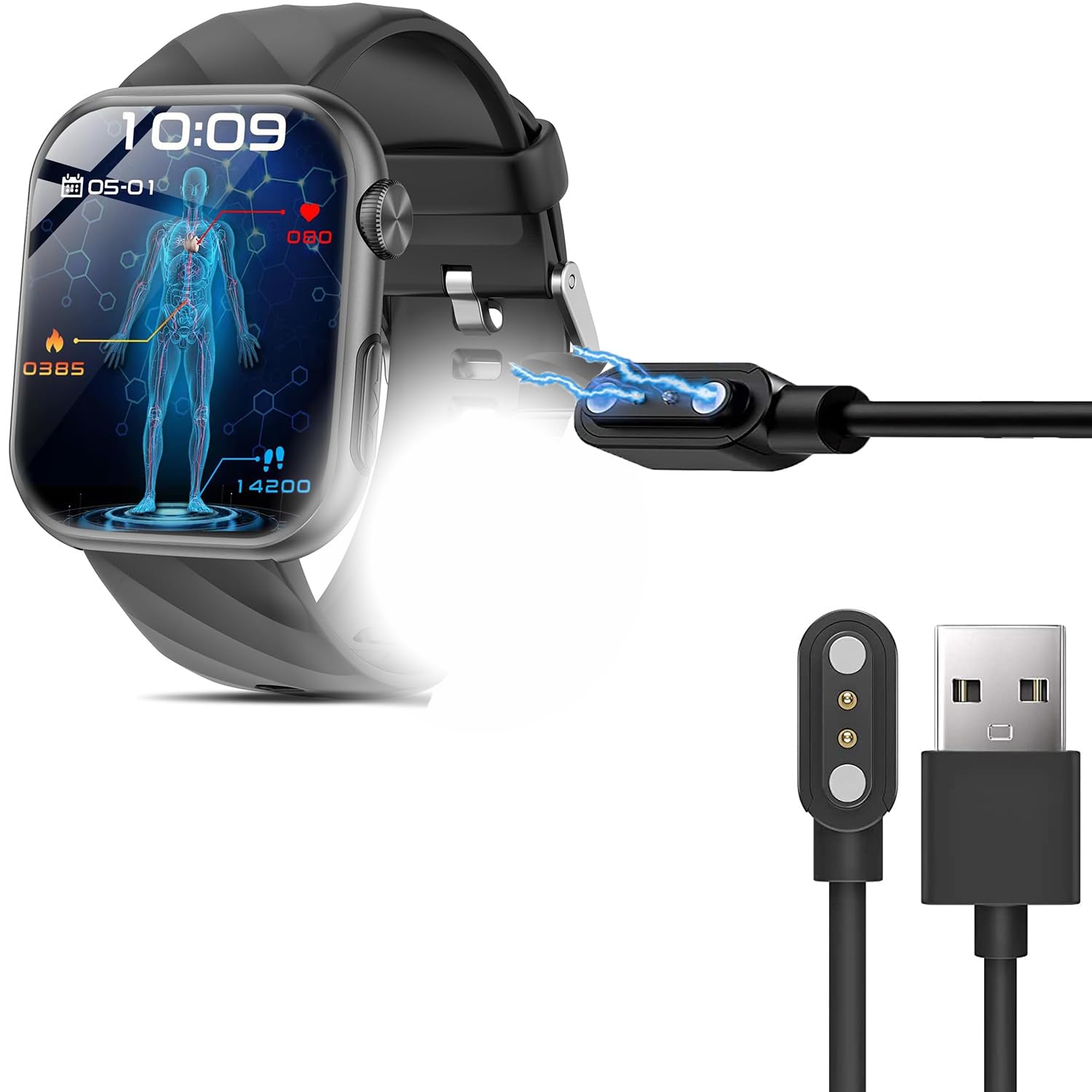 2 Cavi Di Ricarica USB Per Lgnitek 2026 Smartwatch Uomo 1.43'' S1 – 60 Cm, Magnetici E Portatili - 5