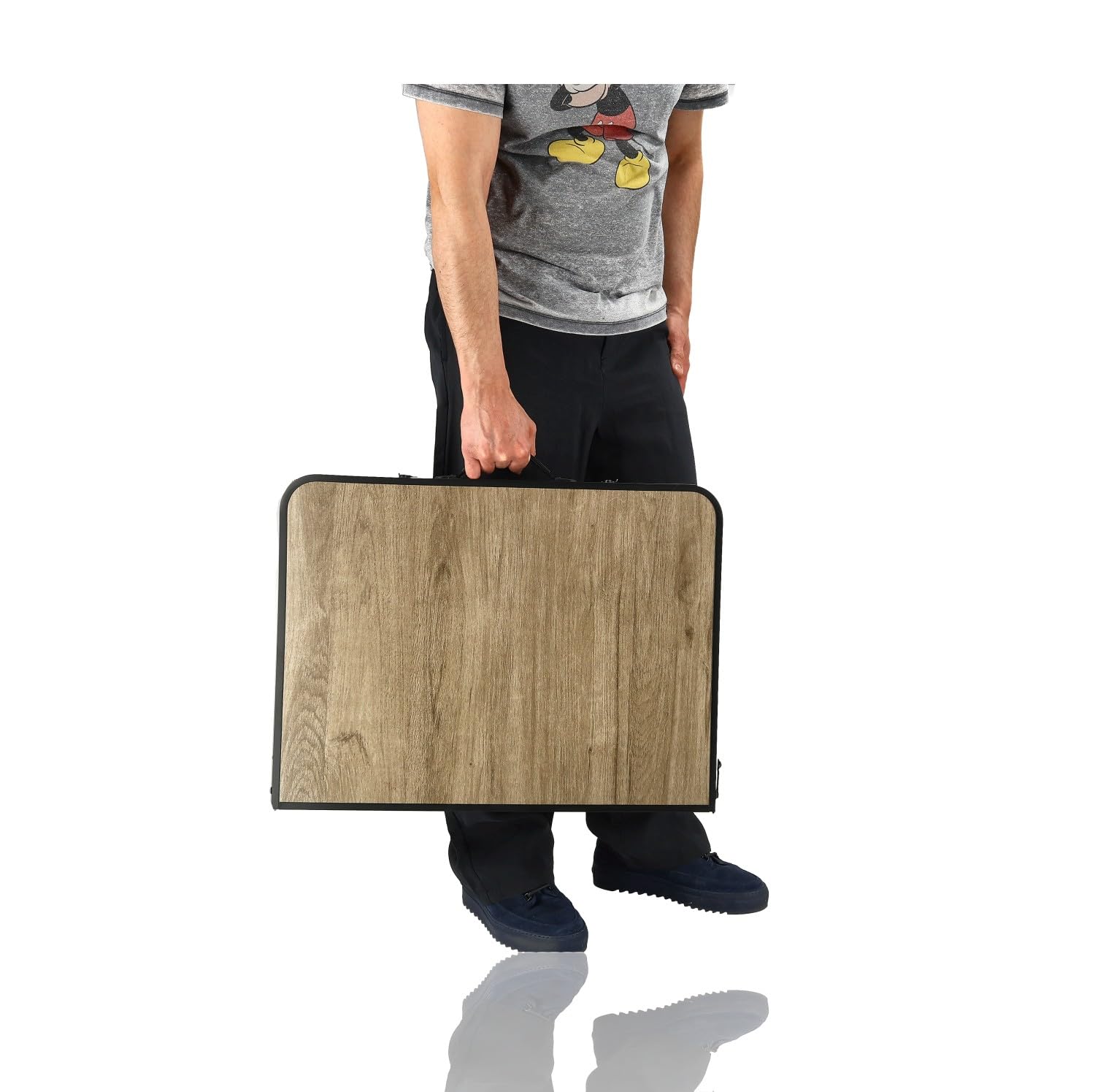 Table de camping pliable 90 x 60 cm aspect bois – Table pliante pliante avec hauteur réglable 40/70 cm, pour 4 personnes, charge jusqu'à 30 kg pour balcon, jardin, pique-nique et caravane