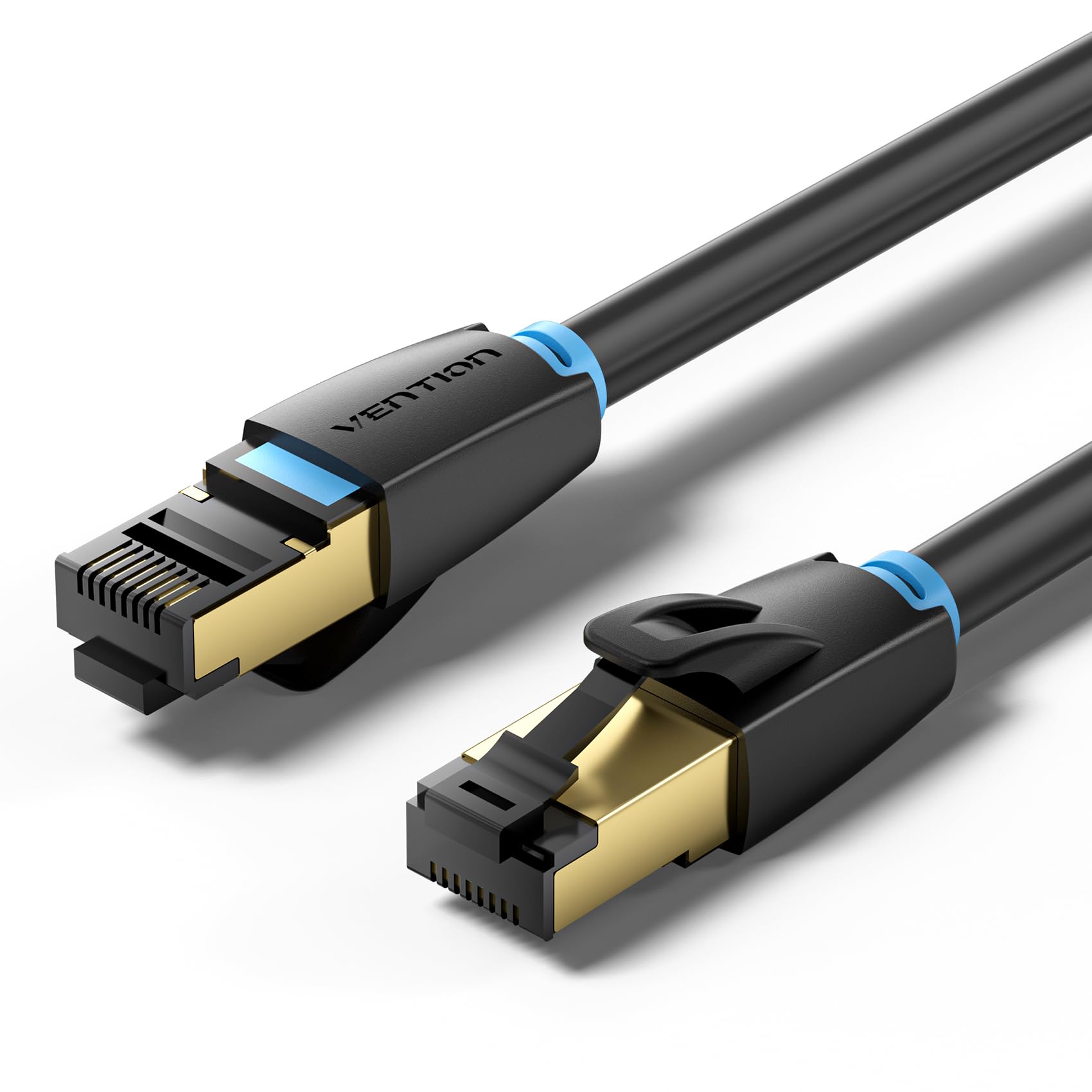 50ft CAT8 Ethernet Cable - Flat Black Network LAN Cable For Gaming, WiFi Extenders