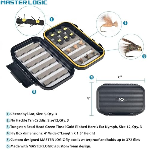 Miniatura 5 de Kit de iniciación combinado de caña de pescar con mosca y carrete, con estuche ligero para moscas y moscas de pesca y carrete de aluminio fundido a